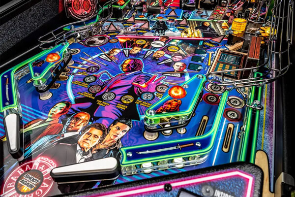 The playfield features of John Wick pro pinball.