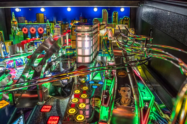 A close up shot of the John Wick premium playfield.