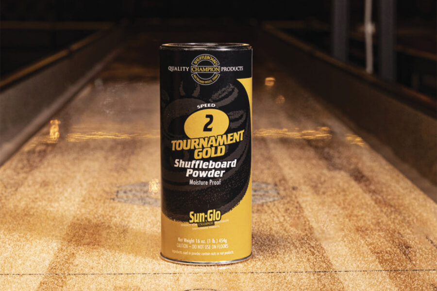 Sun-Glo shuffleboard powder.