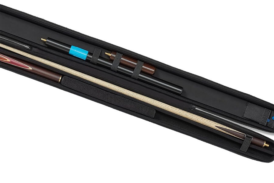 Peradon two piece Cue Case Svartur in black open.