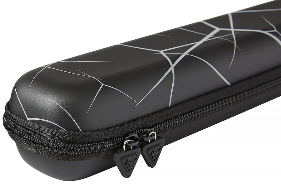 Peradon two piece Cue Case Svartur in noir zip.
