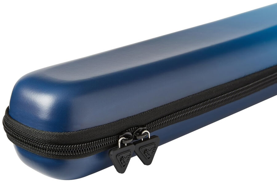 Peradon two piece Cue Case Svartur in blue zip.