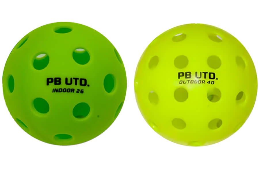The Pickeball United Freedom Indoor and Outdoor balls.