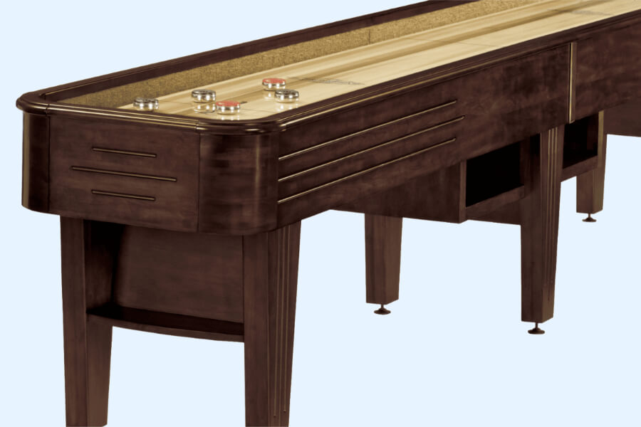 The Andover 12ft Shuffleboard Table with Espresso Wood Finish.