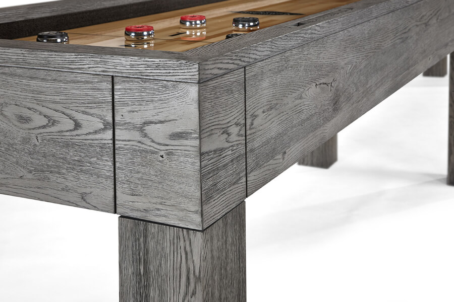 The Sanibel 12ft Shuffleboard Table with Grained Wood Finish.