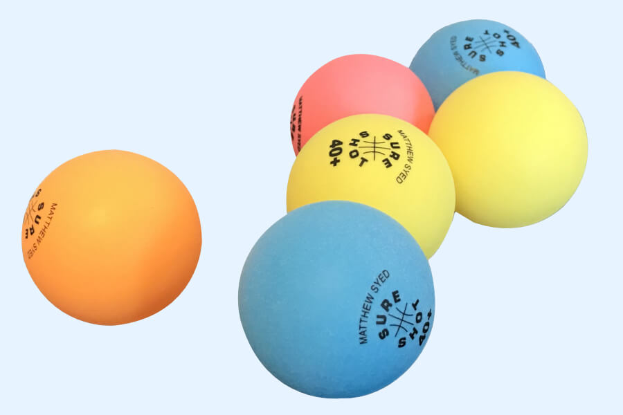 Matthew Syed Coloured Table Tennis Balls. 