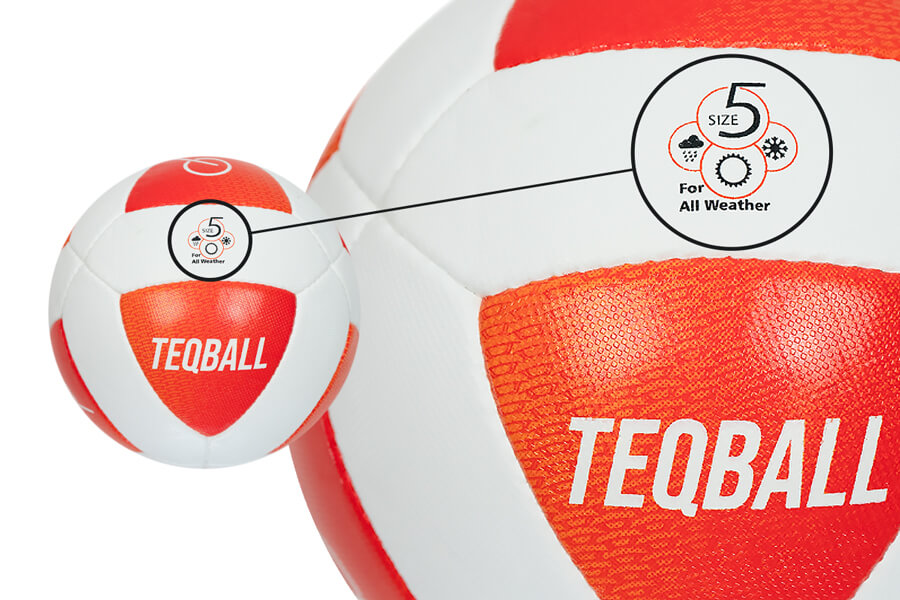 The Teqball ball all weather specifications.
