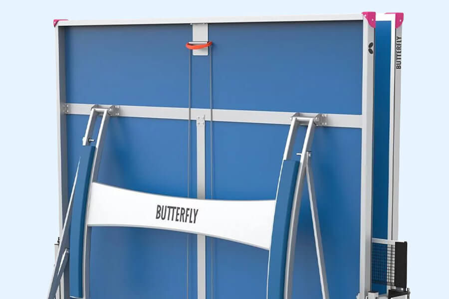 The Butterfly Garden M5 Rollaway Outdoor tennis table locking system.