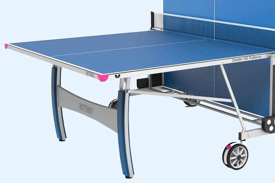 The Butterfly Garden M5 Rollaway Outdoor tennis table surface.