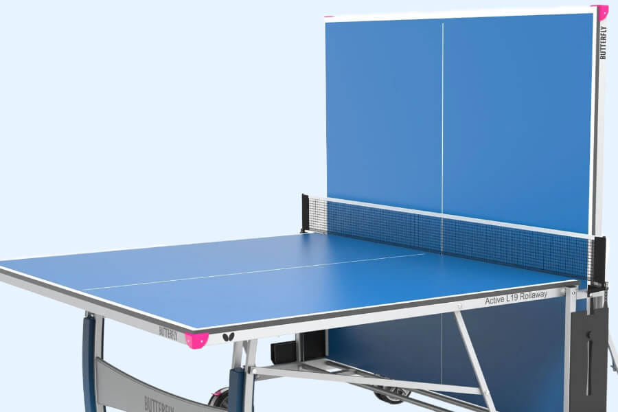 The Butterfly Active L19 Rollaway tennis table colours green and blue.