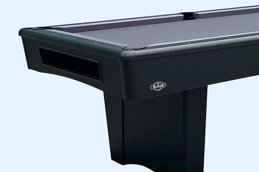 The Buffalo III Eliminator pool table corner.