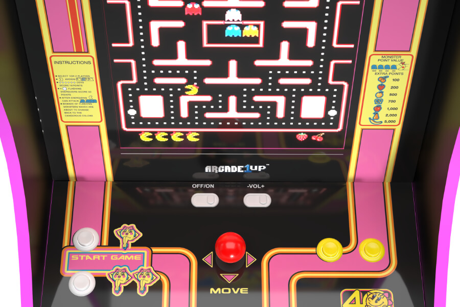 The Arcade1Up Ms. Pac-Man 40th Anniversary Arcade Machine.