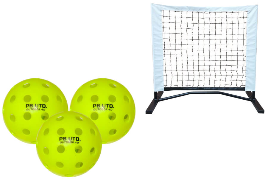 The Pickeball United Outdoor Balls & 3ft Net.