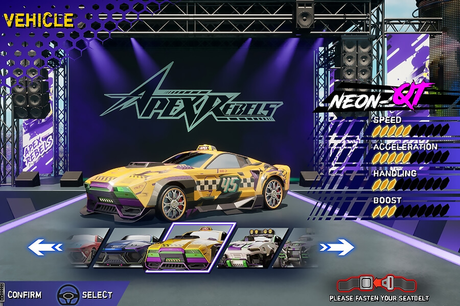 The Sega Apex Rebels arcade machine screen graphics.