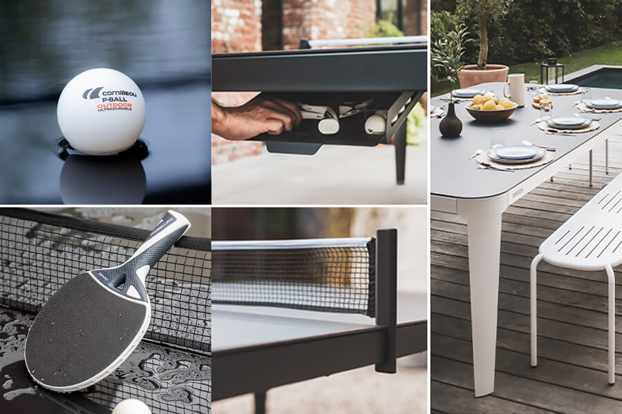 The Cornilleau Hyphen Tennis table acessories and dining table conversion.
