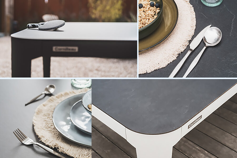 The Cornilleau Hyphen Tennis table in black and white surface.
