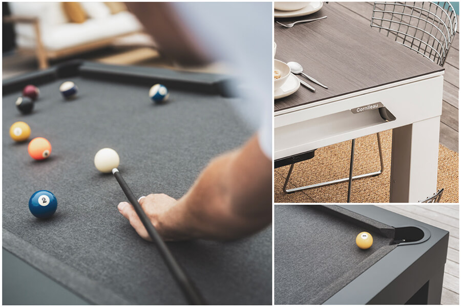 The Cornilleau Classic Indoor and Outdoor pool table surface close up.