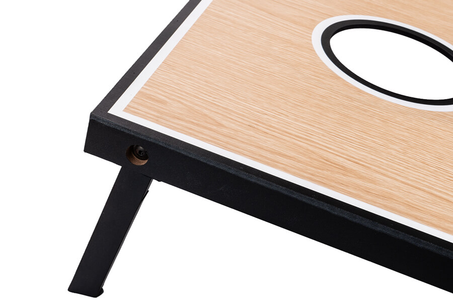 The Strikeworth Cornhole leg close up.