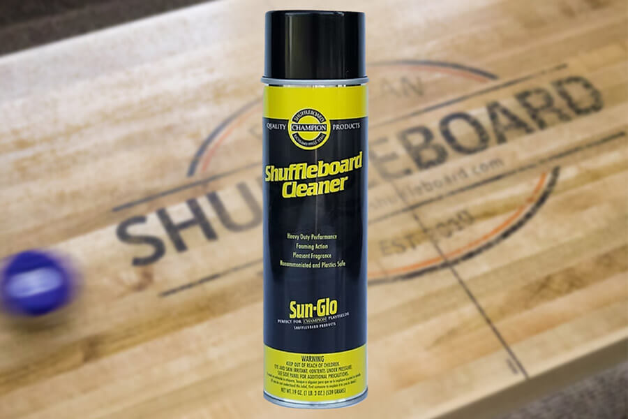 The Sun-glo Shuffleboard spray cleaner.