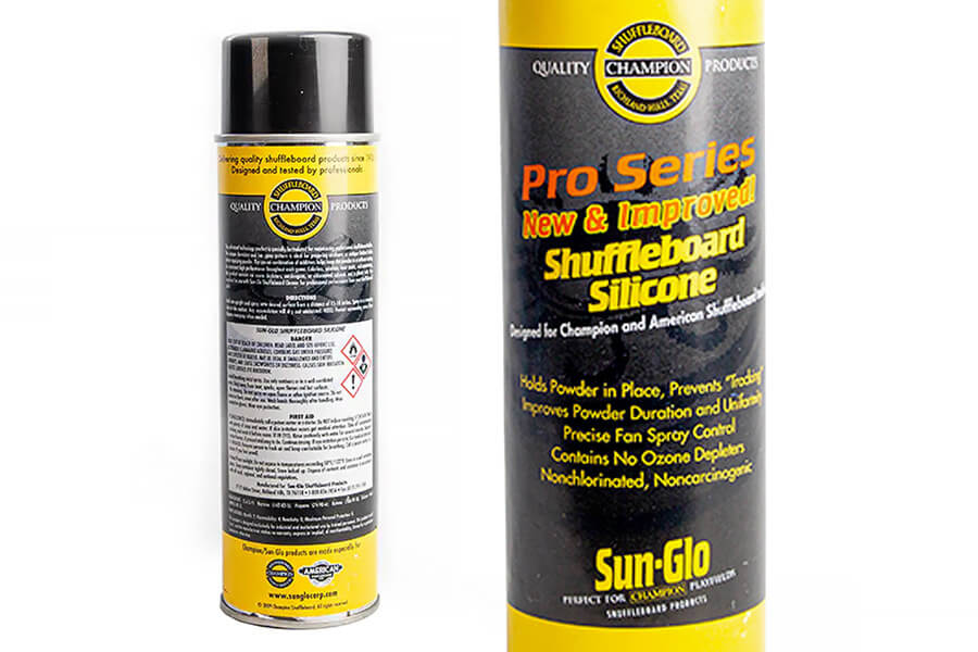 The Sun-glo Shuffleboard Silicon spray front and back.