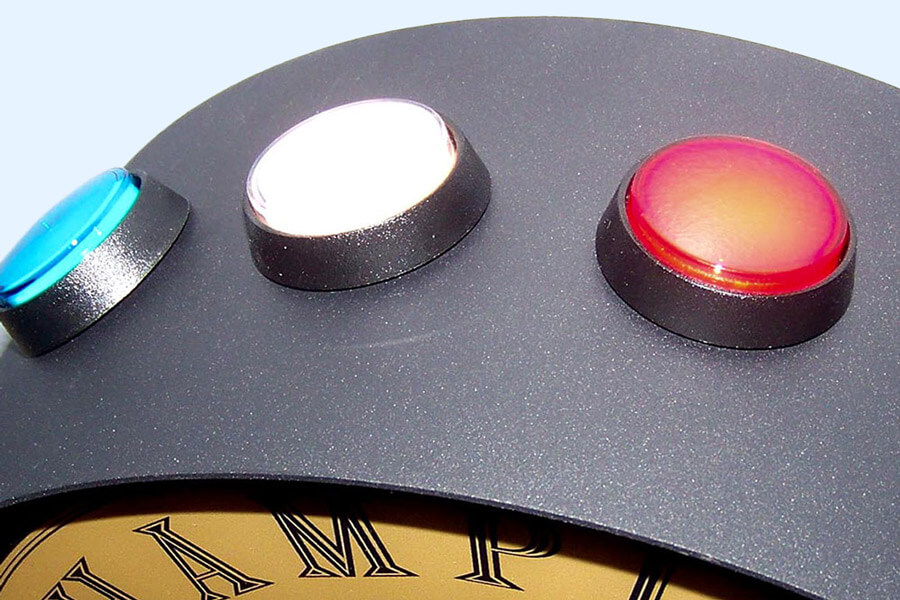 The Sun-glo Shuffleboard Rail Mount score unit buttons.