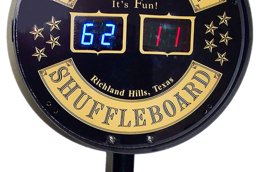 The Sun-glo Shuffleboard Rail Mount score unit.