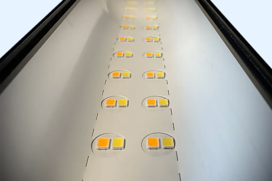 The Halo 170 tournament pool table light close up.