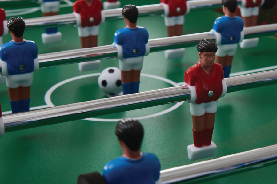 The player figures on the Bolt football table.