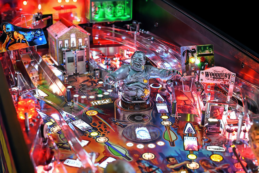 The Stern Walking Dead Remastered Premium Pinball playfield.