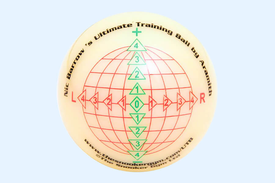 The Aramith Nic Barrows 2 1/16″ Training cue ball front.