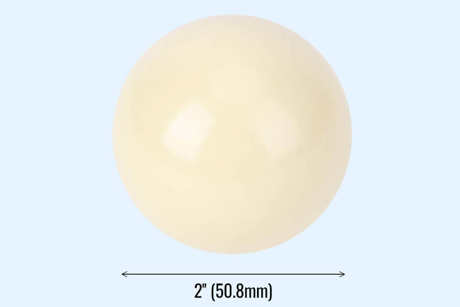 The Aramith British Cue ball size.