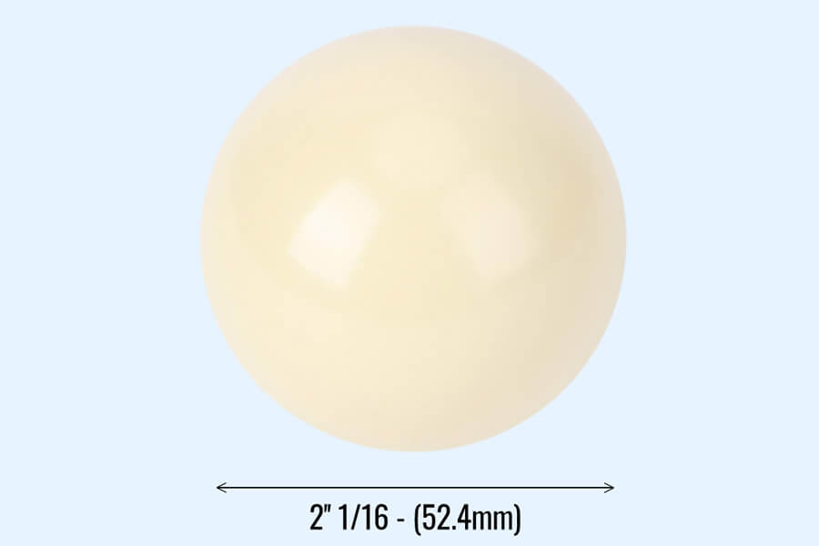 The Aramith British Cue ball size.