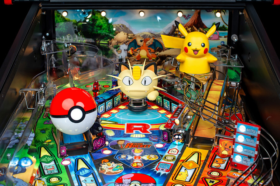 The Stern Pokémon Premium Pinball Machine playfield.