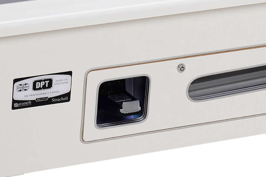 The coin mech on the Omega Professional pool table.