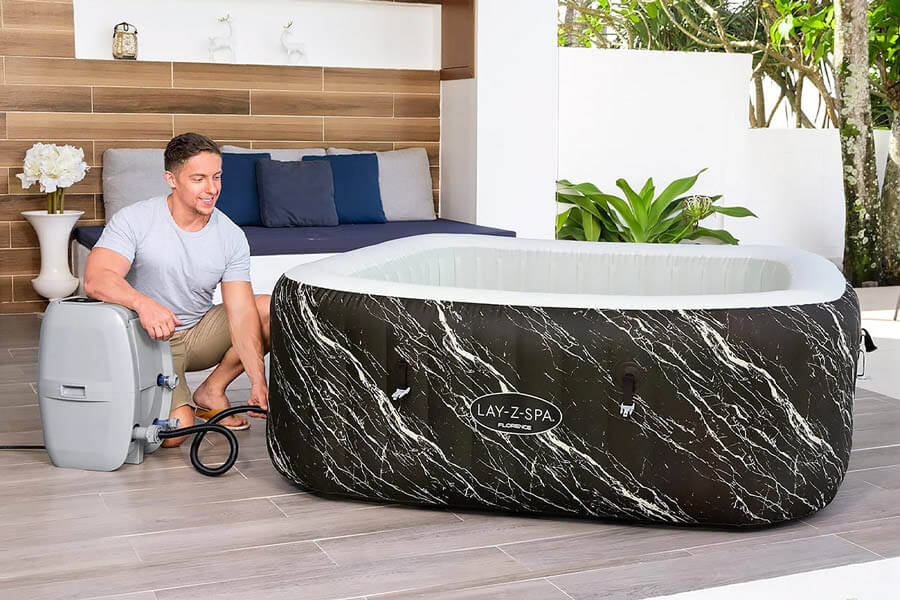 The Lay-Z-Spa Florence AirJet Hot Tub inflating.