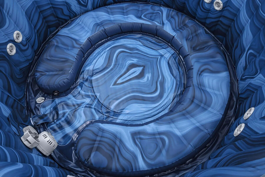 The Lay-Z-Spa Santorini HydroJet Hot Tub inside view.