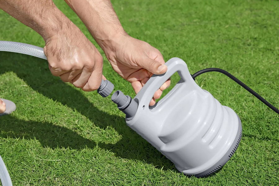 The Lay-Z-Spa 800 gal Pool & Drain Pump in use.
