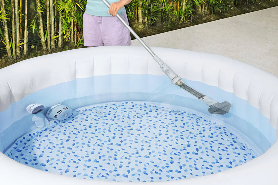 Lay-Z-Spa Rechargeable Underwater Vacuum in use.