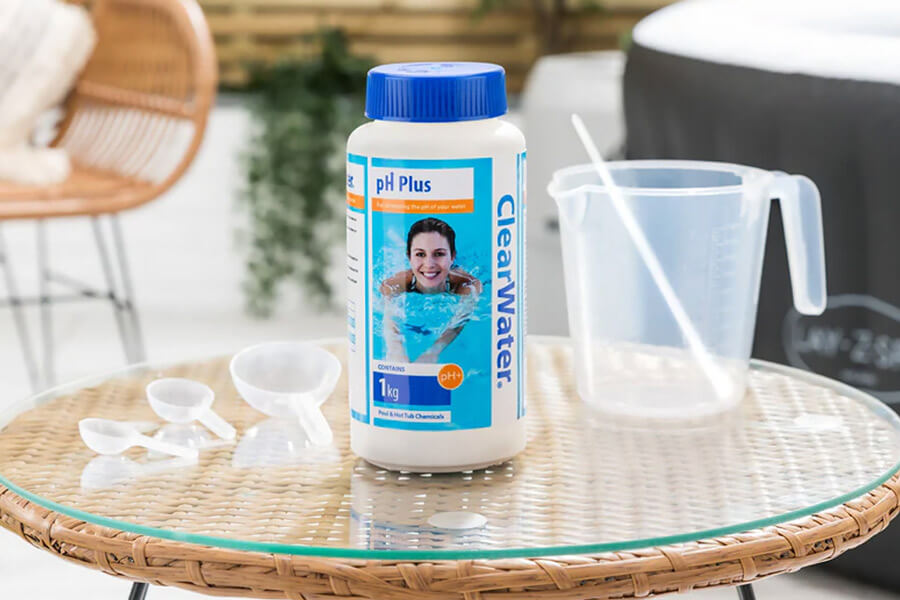 Lay-Z-Spa Clearwater 1kg Ph Increaser bottle & utensils.