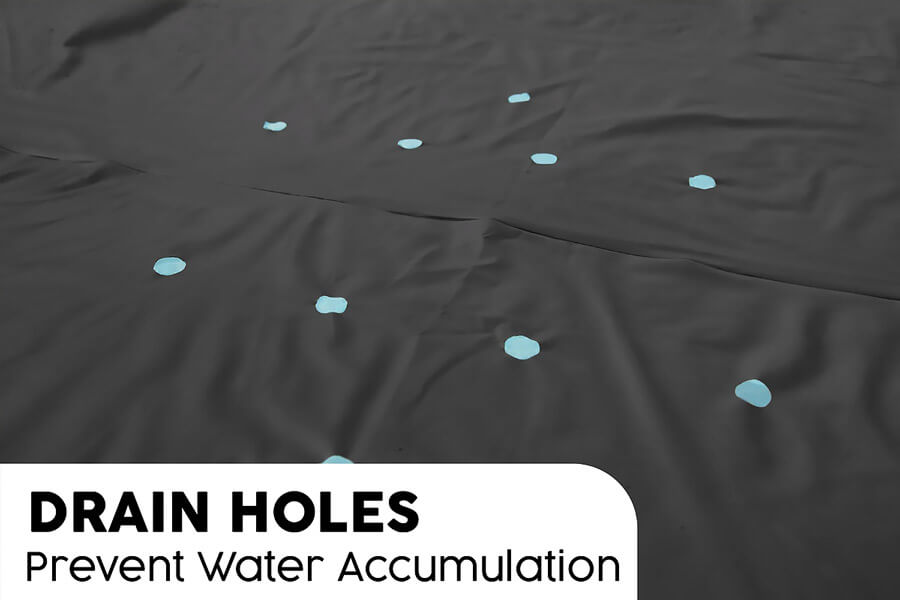 The Round Pool Cover Drain holes.