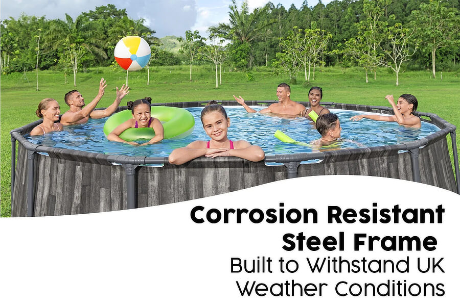 The Steel Pro Max Frame Pool Set In Grey Driftwood.