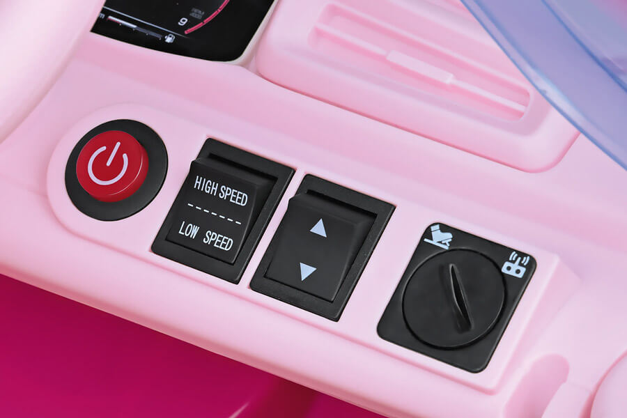 The Barbie RC Electric Ride-On Car Control Panel.