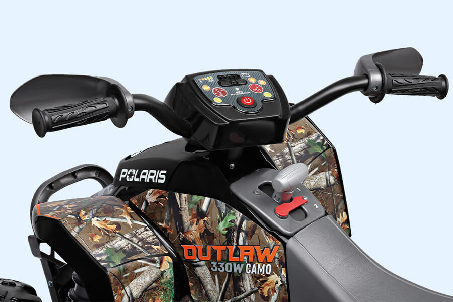 The Polaris Outlaw 330W Ride On Motorbike Gear.
