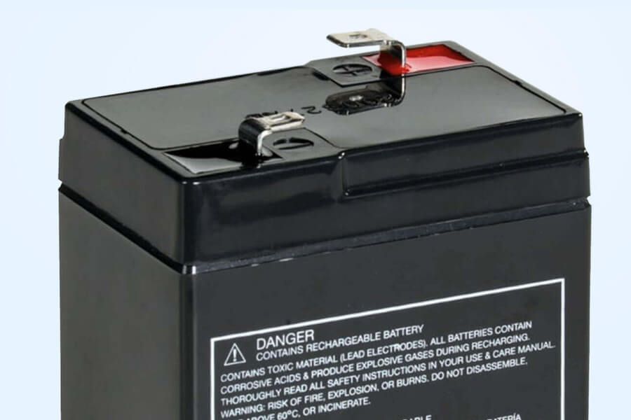 The Peg Perego 6v 4.5Ah Lead Acid Ride-On Battery close up.