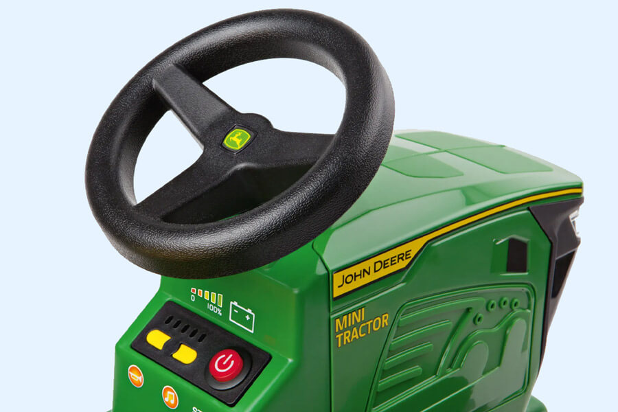 The Peg Perego John Deere Ride-On Mini Tractor Dashboard.
