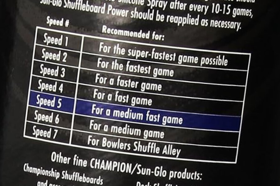The Sun-Glo Shuffleboard Powder Speed 5.