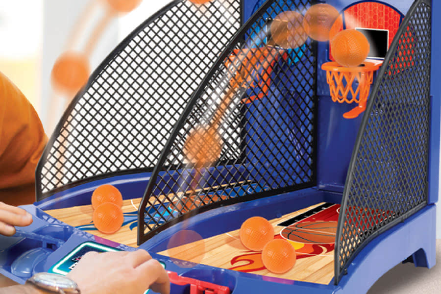 The Table Top Basket Ball Arcade Game close up.