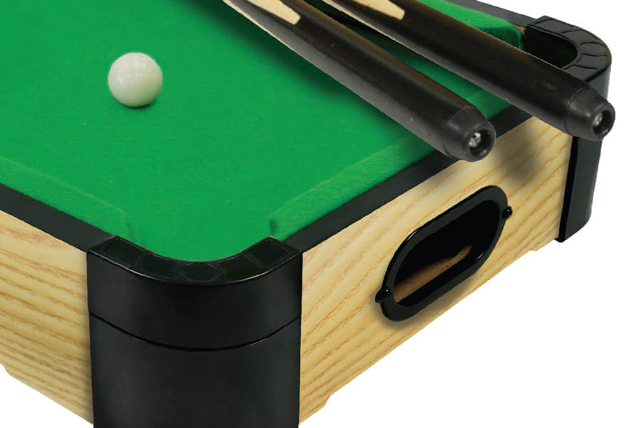 The 20-inch Table Top Pool Table Game ball exit.