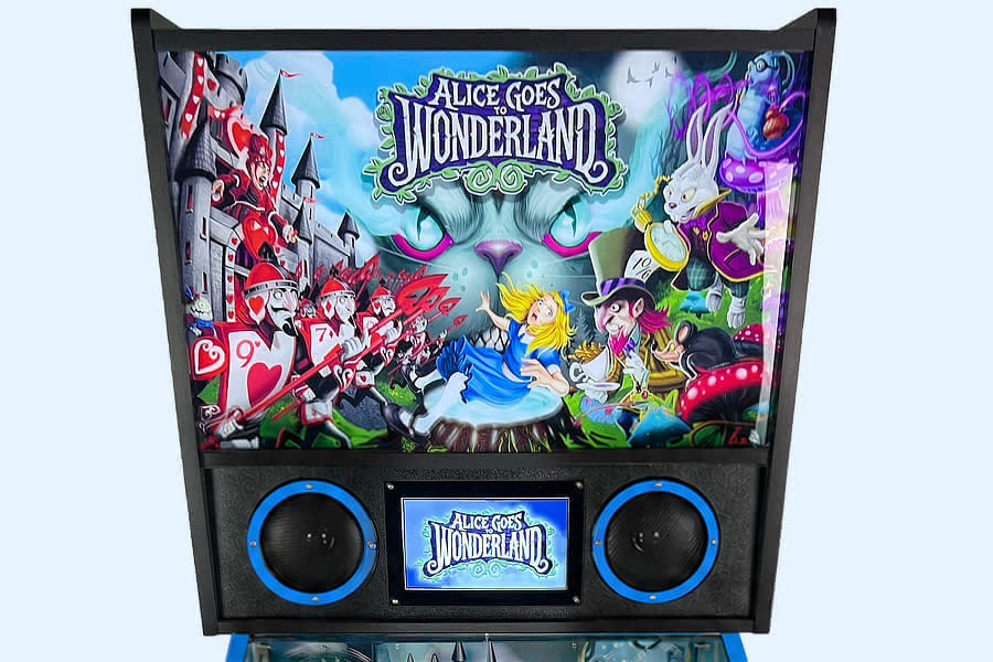 The Alice Goes to Wonderland Pinball cabinet.