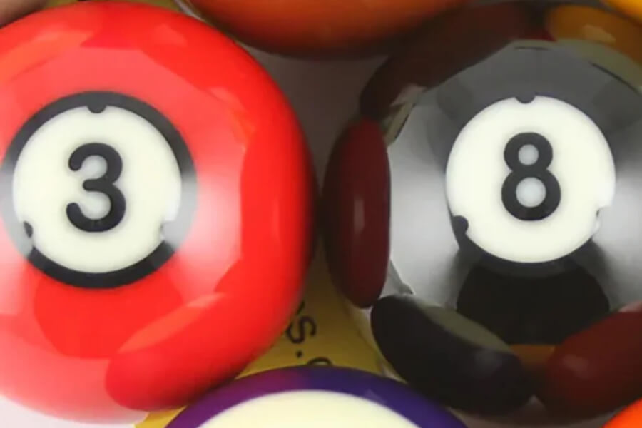 The Rhodium 508 American Pool Ball Set by Dynaspheres.